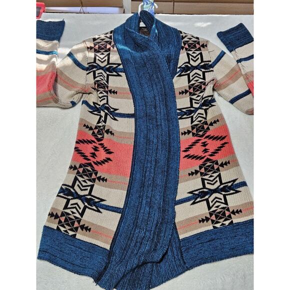 Belldini Sweaters - Belldini Womens Southwest Striped Cardigan Open Sweater Multicolor Small